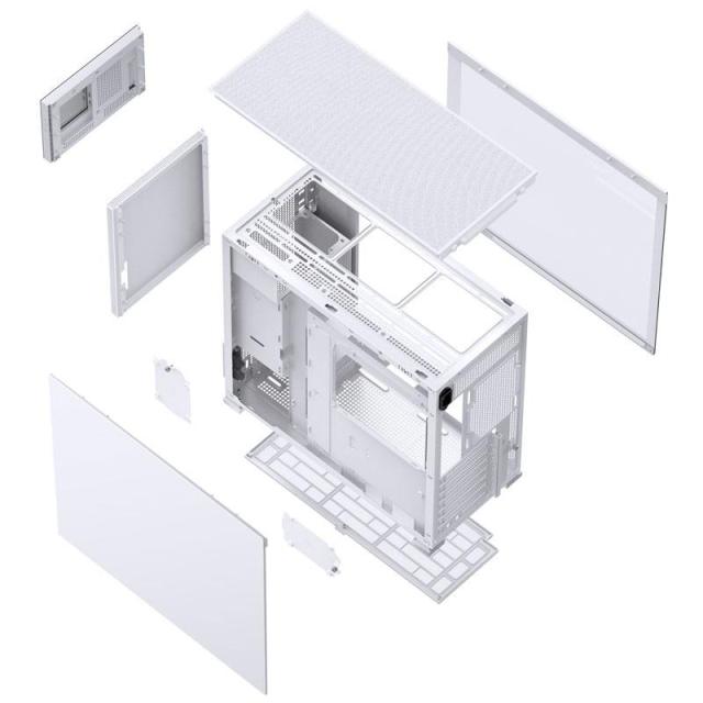 Кутия Jonsbo D41 Screen TG White, 1x USB 3.0, 1x USB-C, ATX/Micro ATX/Mini ITX/Mini DTX, преден екран, без захранване, бяла