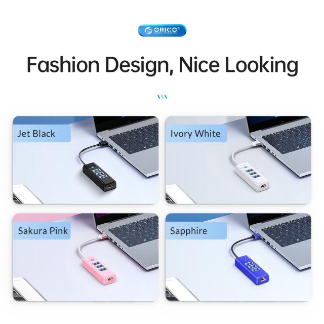 Хъб Orico USB3.0 3 port + LAN 1000M - PW3UR-U3-015-BK