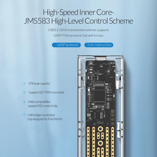 Кутия Orico за SSD, Storage - Case - M.2 NVMe M key - USB3.1 Type-C - TCM2-C3-BK