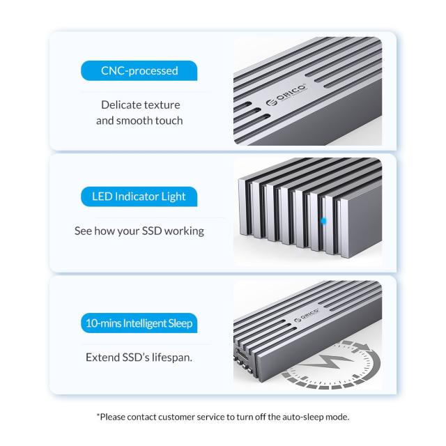 Кутия Orico за SSD, Storage - Case - M.2 NVMe M-key 10 Gbps Aluminum Heatsink Silver - FV35C3-G2-SV