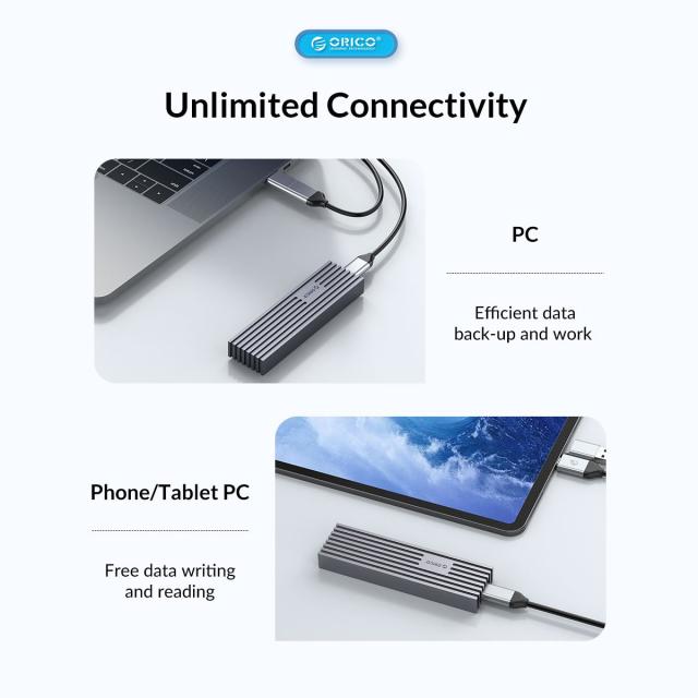 Кутия Orico за SSD, Storage - Case - M.2 NVMe M-key 10 Gbps Aluminum Heatsink Gray - FV35C3-G2-GY