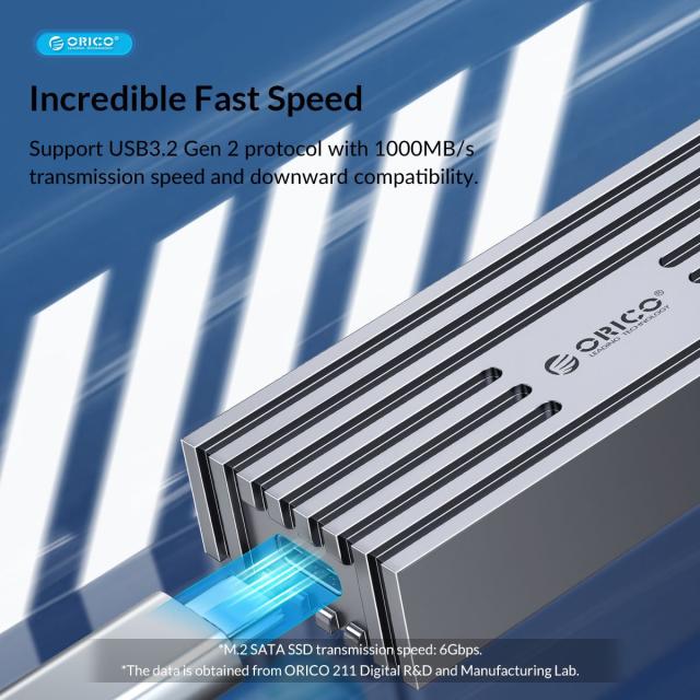 Кутия Orico за SSD, Storage - Case - M.2 NVMe M-key 10 Gbps Aluminum Heatsink Gray - FV35C3-G2-GY