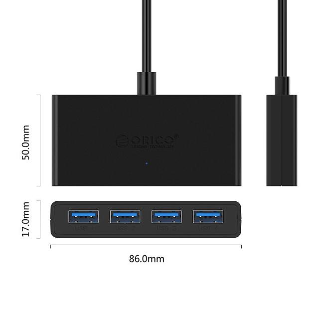 USB Хъб Orico 4 порта, 4x USB 3.0, USB 3.0 Type-A, черен