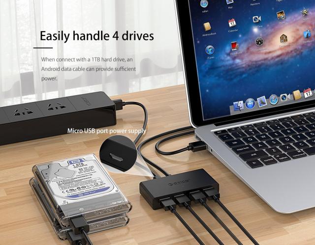 USB Хъб Orico 4 порта, 4x USB 3.0, USB 3.0 Type-A, черен