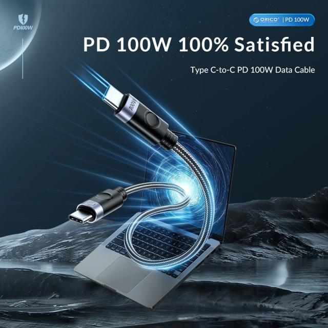 Кабел Orico USB C-to-C PD 100W Charging 0.5m Black