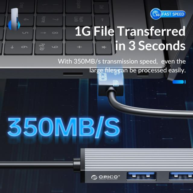 Хъб Orico USB3.0/2.0 HUB 3 port + card reader, Aluminum - AH-A12F-GY