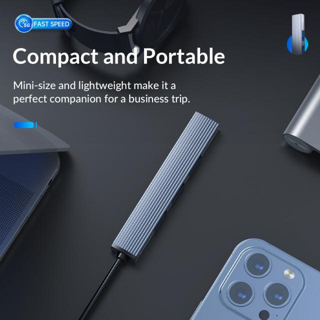 Хъб Orico USB3.0/2.0 HUB 3 port + card reader, Aluminum - AH-A12F-GY