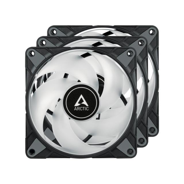 Комплект вентилатори Arctic  Fan Pack 3-in-1 - P12 PWM PST A-RGB (Black), 3 pin ADD-RGB 5V VDG / 4 pin PWM
