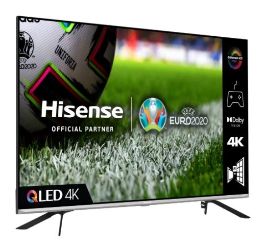 Телевизор Hisense 50" E76GQ, 4K Ultra HD 3840x2160, QLED, Quantum Dot, HDR 10+, HLG, Dolby Vision, Dolby Atmos, Smart TV, WiFi 5GHz, WiFi Direct, BT, DLNA, Gaming Mode, 1xHDMI2.1 eArc, 2xHDMI, 2xUSB, LAN, CI+, DVB-T2/C/S2, Black/Silver
