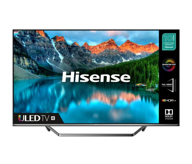 Телевизор Hisense 55" U7QF, 4K Ultra HD 3840x2160, ULED, FALD, Quantum Dot, HDR 10+, HLG, Dolby Vision,  Dolby Atmos, Sound by JBL, Smart TV, WiFi 5GHz, WiFi Direct, BT, DLNA, 4xHDMI, 2xUSB, LAN, CI+, DVB-T2/C/S2, Black/Silver