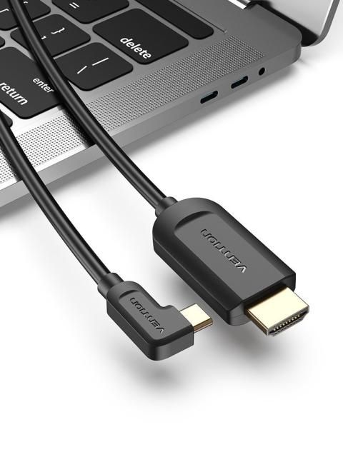 Кабел Vention Type-C 90° към HDMI 4K - 1.5 m, Black