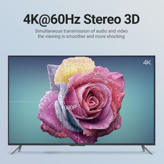 Кабел Vention Type-C 90° към HDMI 4K - 1.5 m, Black