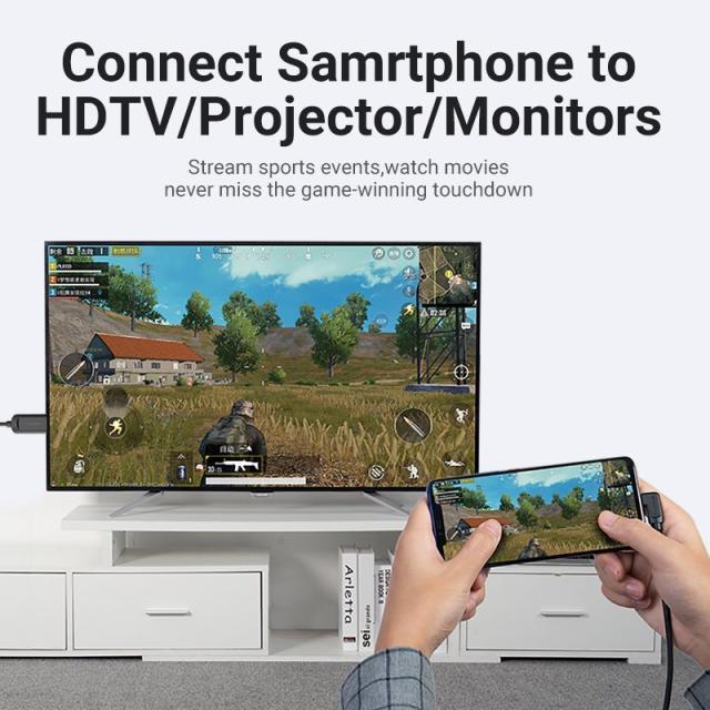 Кабел Vention Type-C 90° към HDMI 4K - 1.5 m, Black