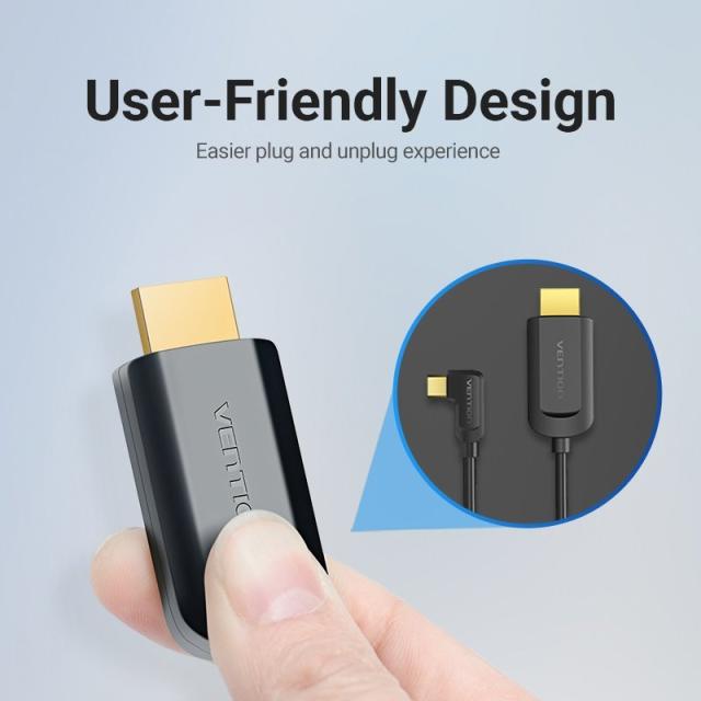 Кабел Vention Type-C 90° към HDMI 4K - 1.5 m, Black