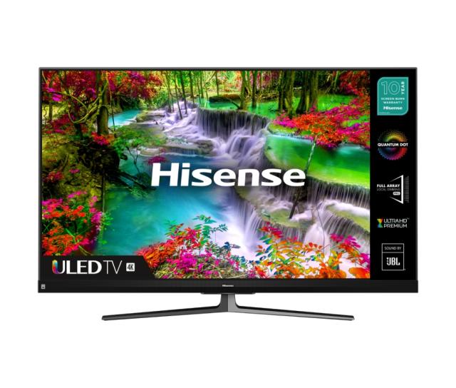 Телевизор Hisense 55" U8QF, 4K Ultra HD 3840x2160, ULED, FALD, Quantum Dot, 120Hz, HDR 10+, HLG, Dolby Vision, Dolby Atmos, Sound by JBL, Smart TV, WiFi 5GHz, WiFi Direct, BT, DLNA, 4xHDMI, 2xUSB, LAN, CI+, DVB-T2/C/S2, Black/Silver