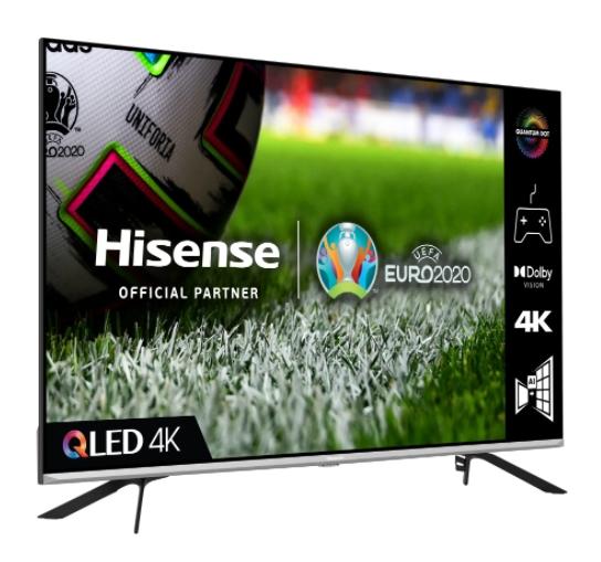 Телевизор Hisense 55" E76GQ, 4K Ultra HD 3840x2160, QLED, Quantum Dot, HDR 10+, HLG, Dolby Vision, Dolby Atmos, Smart TV, WiFi 5GHz, WiFi Direct, BT, DLNA, Gaming Mode, 1xHDMI2.1 eArc, 2xHDMI, 2xUSB, LAN, CI+, DVB-T2/C/S2, Black/Silver