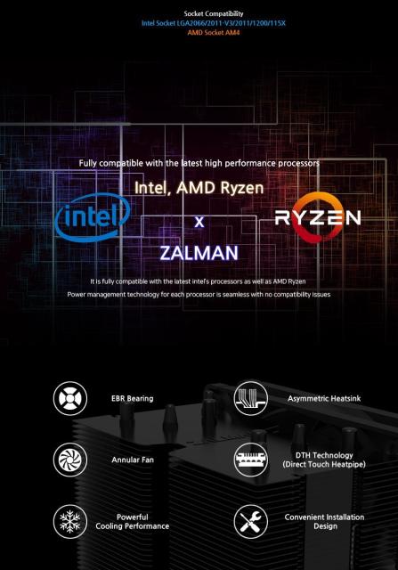 Охладител за процесор Zalman CPU Cooler CNPS10X PERFORMA BLACK, AMD/Intel
