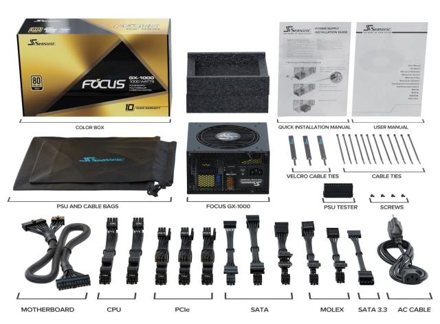 Захранване SEASONIC FOCUS GX-1000 1000W, 80+ Gold, Fully Modular