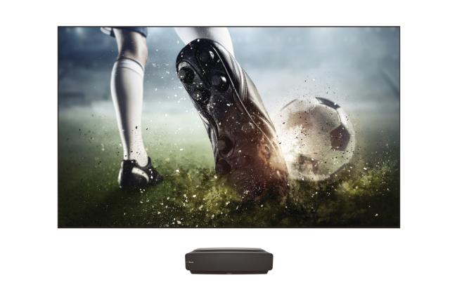 Телевизор Hisense 100" 100L5F, 4K Ultra HD 3840x2160, Laser TV, 2500 nit, Cont. 2400:1, HDR 10, HLG, Dolby Atmos, 2 x 15W Sound System, Smart TV, WiFi 5GHz, BT, 4xHDMI, 2xUSB, LAN, CI+, DVB-T2/C/S2, 100" Screen included, Black