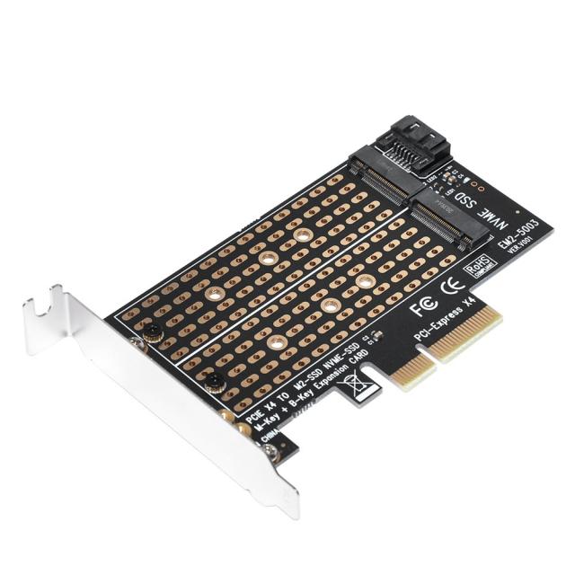 Контролер Makki, M2 SSD NVMe+SATA (M-key+B-key) to PCI Express 3.0 4x adapter - MAKKI-M2-PCIE-2X