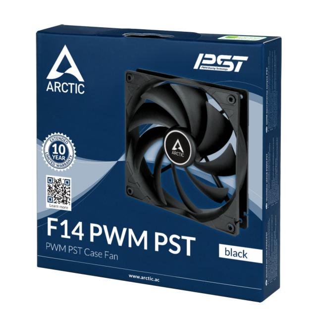 Вентилатор Arctic Fan F14 PWM PST, 140mm 200-1350rpm, черен, 4-pin PWM