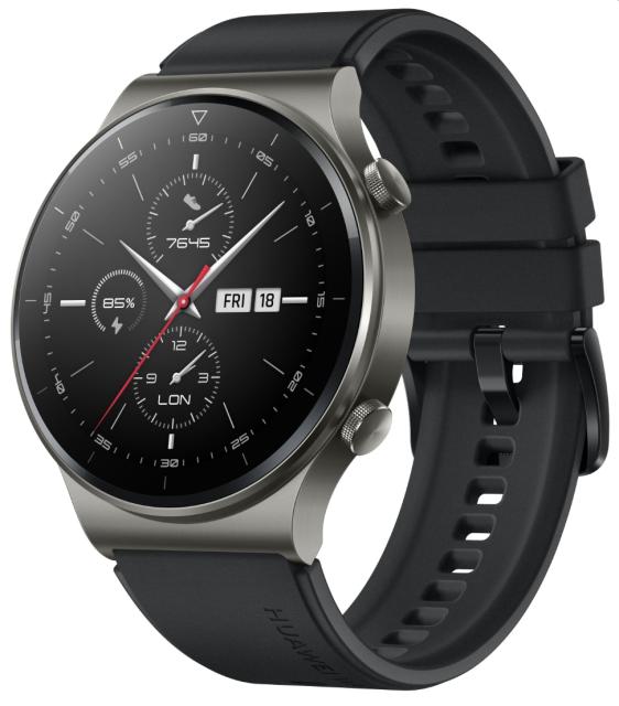 Часовник Huawei WATCH GT2 Pro Sport 46.7mm, Vidar-B19S, 1,39" AMOLED 454 x 454 HD, 4GB, Bluetooth 5.1, GPS, 5ATM, Black Fluoroelastomer Strap