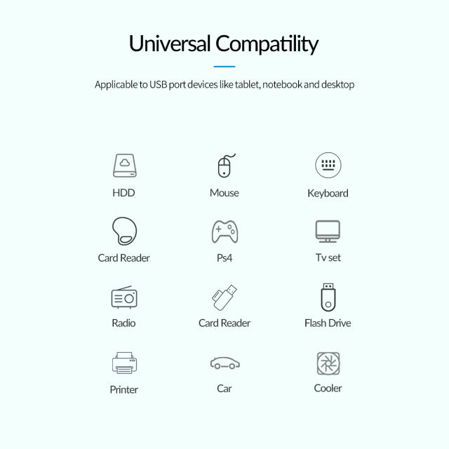 USB Хъб Orico 4 порта, USB 2.0 Type-A, черен