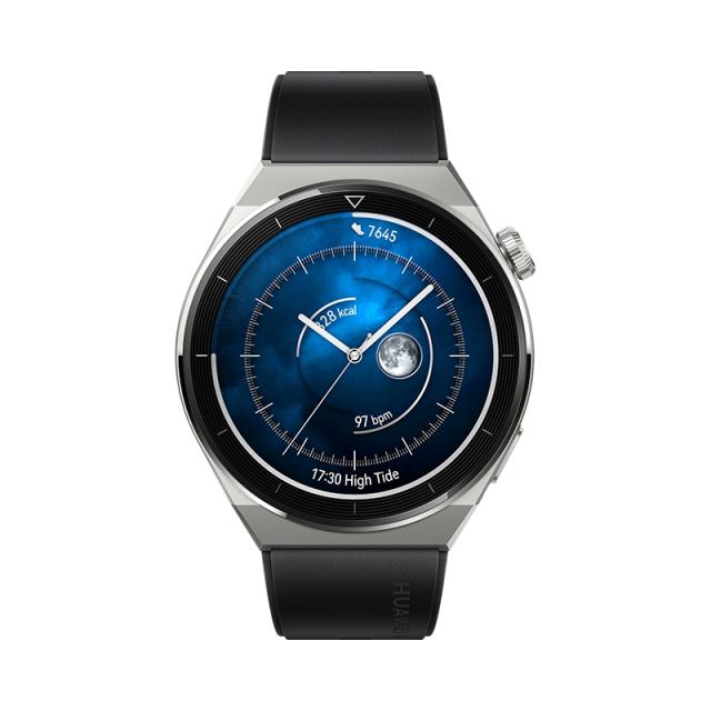 Часовник Huawei Watch GT 3 Pro 46mm, Odin-B19S, 1.43", Amoled, 466x466, PPI 326, 4GB, Bluetooth 5.2 supports BLE/BR/EDR, 5ATM, NFC, GPS, Battery 530 maAh, Black Fluoroelastomer Strap