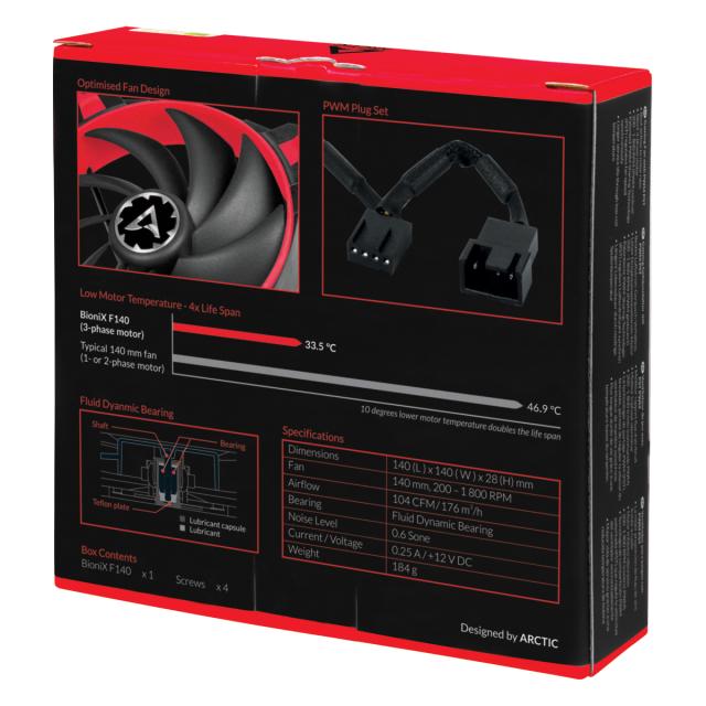 Вентилатор Arctic Fan 140mm BioniX F140 Red, 4 pin PWM