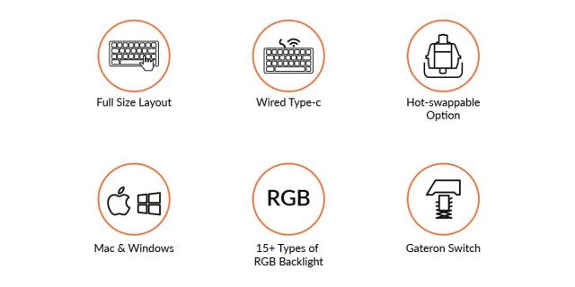 Геймърска Механична клавиатура Keychron C2 Hot-Swappable Full-Size Gateron G Pro Red Switch RGB LED