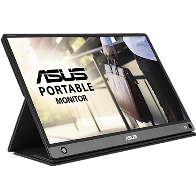 Монитор Asus ZenScreen MB16AHP, преносим, 15.6" (39.62 cm) IPS панел, Full HD, 250 cd/m2, Micro HDMI, USB Type-C