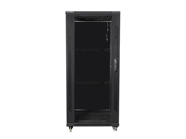 Комуникационен шкаф Lanberg rack cabinet 19" free-standing 27U / 600x800 self-assembly flat pack, black