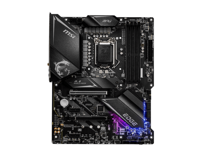 Дънна платка MSI MPG Z490 GAMING EDGE WIFI, Z490, LGA1200, DDR4, PCI-E 3.0, 6x SATA 6Gb/s, 2x M.2, Wi-Fi, Bluetooth, (CFX)(DisplayPort&HDMI), ATX