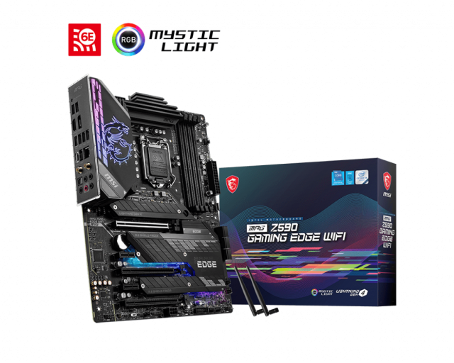 Дънна платка MSI MPG Z590 GAMING EDGE WIFI, Z590, LGA1200, DDR4, PCI-E 4.0 (DP/HDMI)(CF), 6x SATA 6Gb/s, 3x M.2, Wi-Fi 6E, Bluetooth, ATX