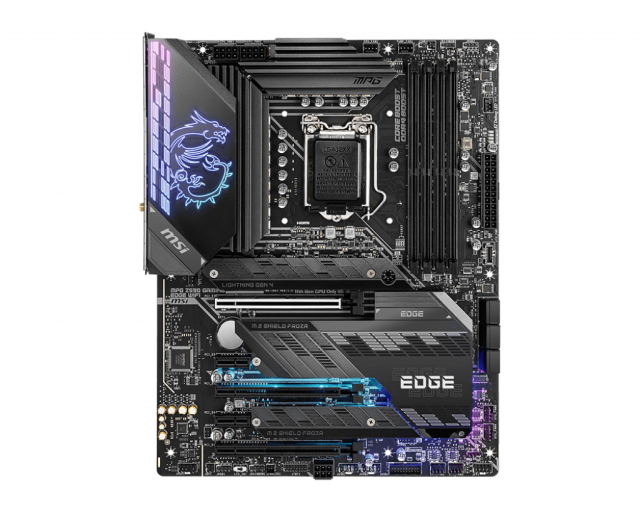 Дънна платка MSI MPG Z590 GAMING EDGE WIFI, Z590, LGA1200, DDR4, PCI-E 4.0 (DP/HDMI)(CF), 6x SATA 6Gb/s, 3x M.2, Wi-Fi 6E, Bluetooth, ATX