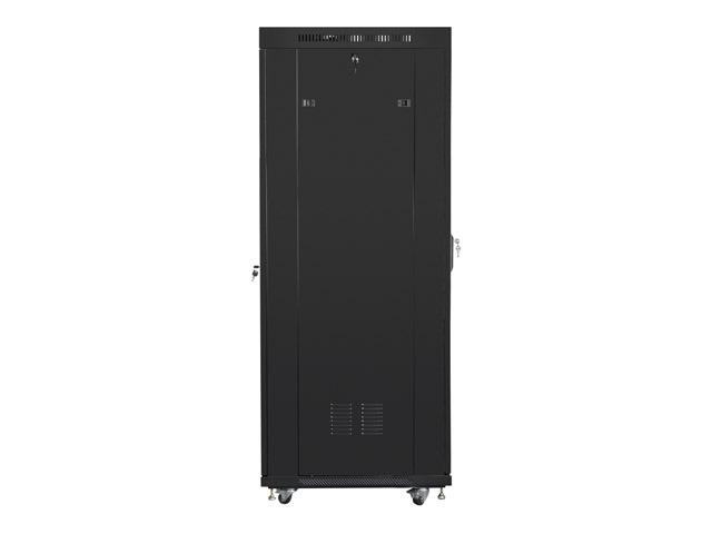 Комуникационен шкаф Lanberg rack cabinet 19" free-standing 37U / 600x800 self-assembly flat pack with mesh door LCD, black + Lanberg 19" fan unit / ventilation panel with lcd 4 fans + thermostat, 230V, black