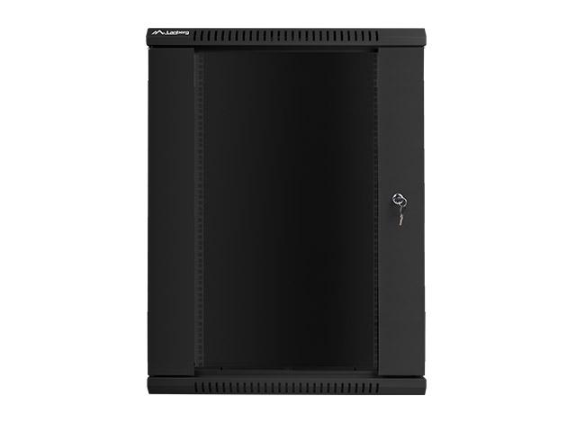Комуникационен шкаф Lanberg rack cabinet 19” wall-mount 18U / 600x450 for self-assembly (flat pack), black
