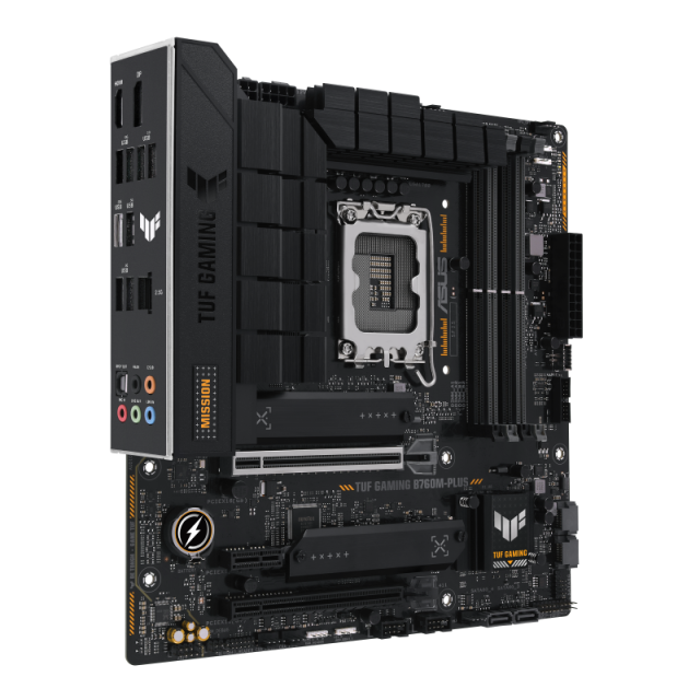 Дънна платка ASUS TUF GAMING B760M-PLUS, B760, LGA 1700, DDR5, PCI-E 5.0, 2x M.2, 4x SATA 6Gb/s, HDMI, DP, mATX