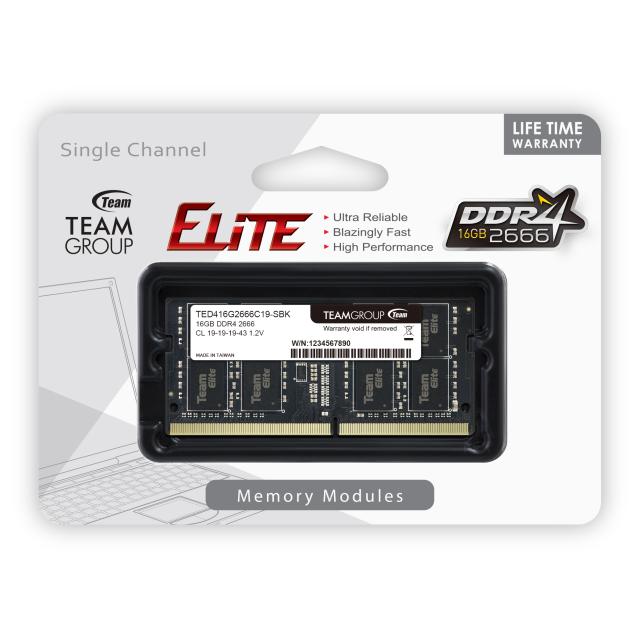 Памет Team Group Elite 16GB 2666MHz, SODIMM, 1.2V