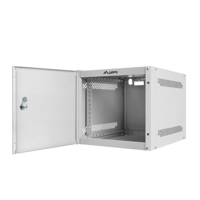 Комуникационен шкаф Lanberg rack cabinet 10" wall-mount 4U / 280x310 for self-assembly (flat pack) with metal door, grey