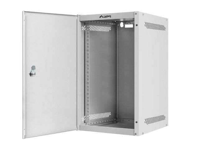 Комуникационен шкаф Lanberg rack cabinet 10" wall-mount 9U / 280x310 self-assembly flat pack with metal door, grey