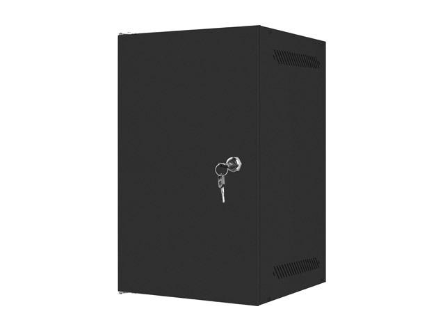 Комуникационен шкаф Lanberg rack cabinet 10" wall-mount 9U / 280x310 self-assembly flat pack with metal door, black