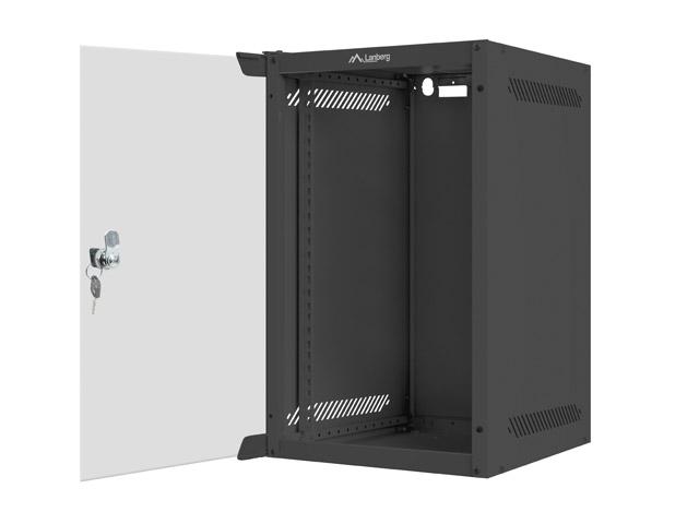 Комуникационен шкаф Lanberg rack cabinet 10” wall-mount 9U / 280x310 for self-assembly (flat pack), black