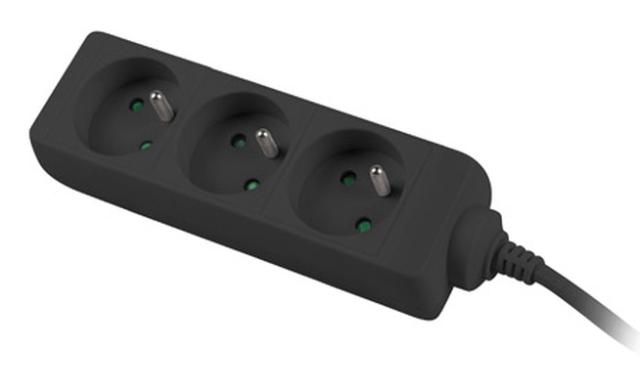 Разклонител Lanberg power strip 3m, 3 sockets, french quality-grade copper cable, black