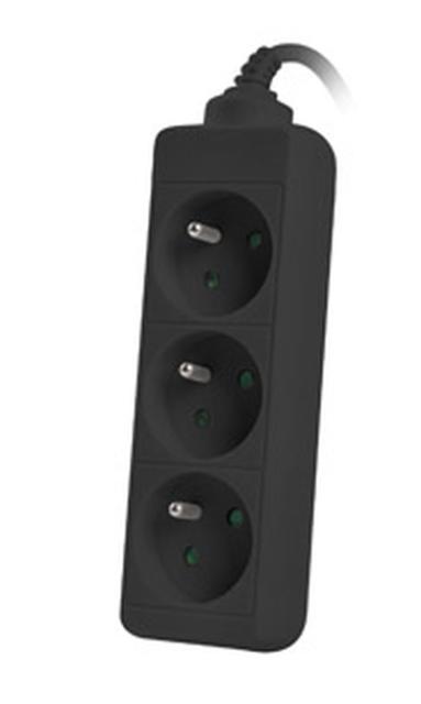 Разклонител Lanberg power strip 3m, 3 sockets, french quality-grade copper cable, black