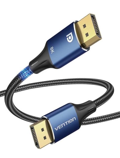 Kабел Vention Display Port 1.4 DP M / M 8K 1m - Cotton Braided, Blue Aluminum Alloy