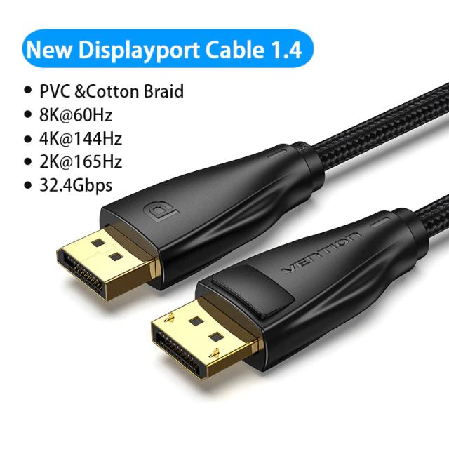 Кабел Vention Display Port 1.4 DP M / M, 8K 1.5m, Black