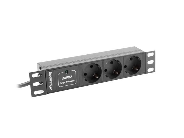 Филтър Lanberg power distribution unit (PDU) 10"1U 16A 3X SCHUKO 2M, black