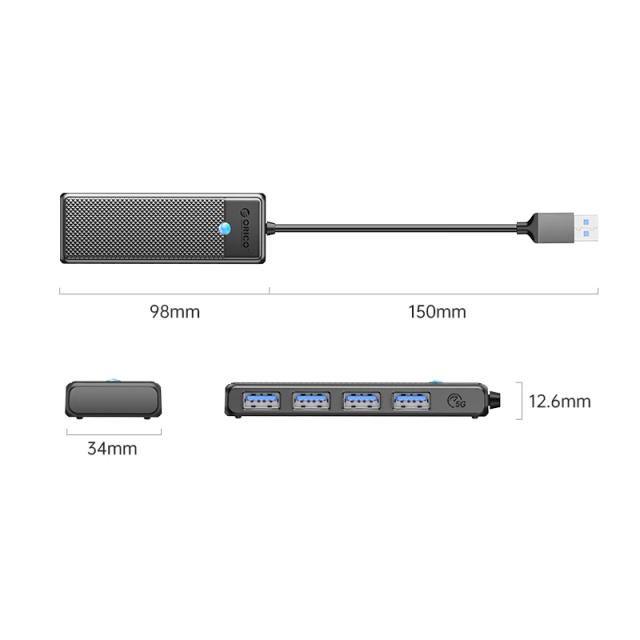 Хъб Orico 4-port, USB 3.0 Black
