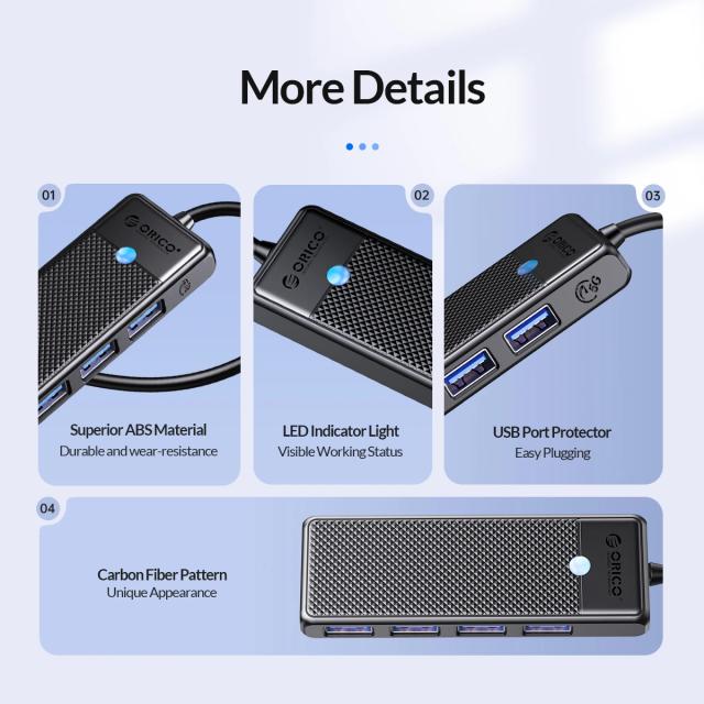 Хъб Orico 4-port, USB 3.0 Black